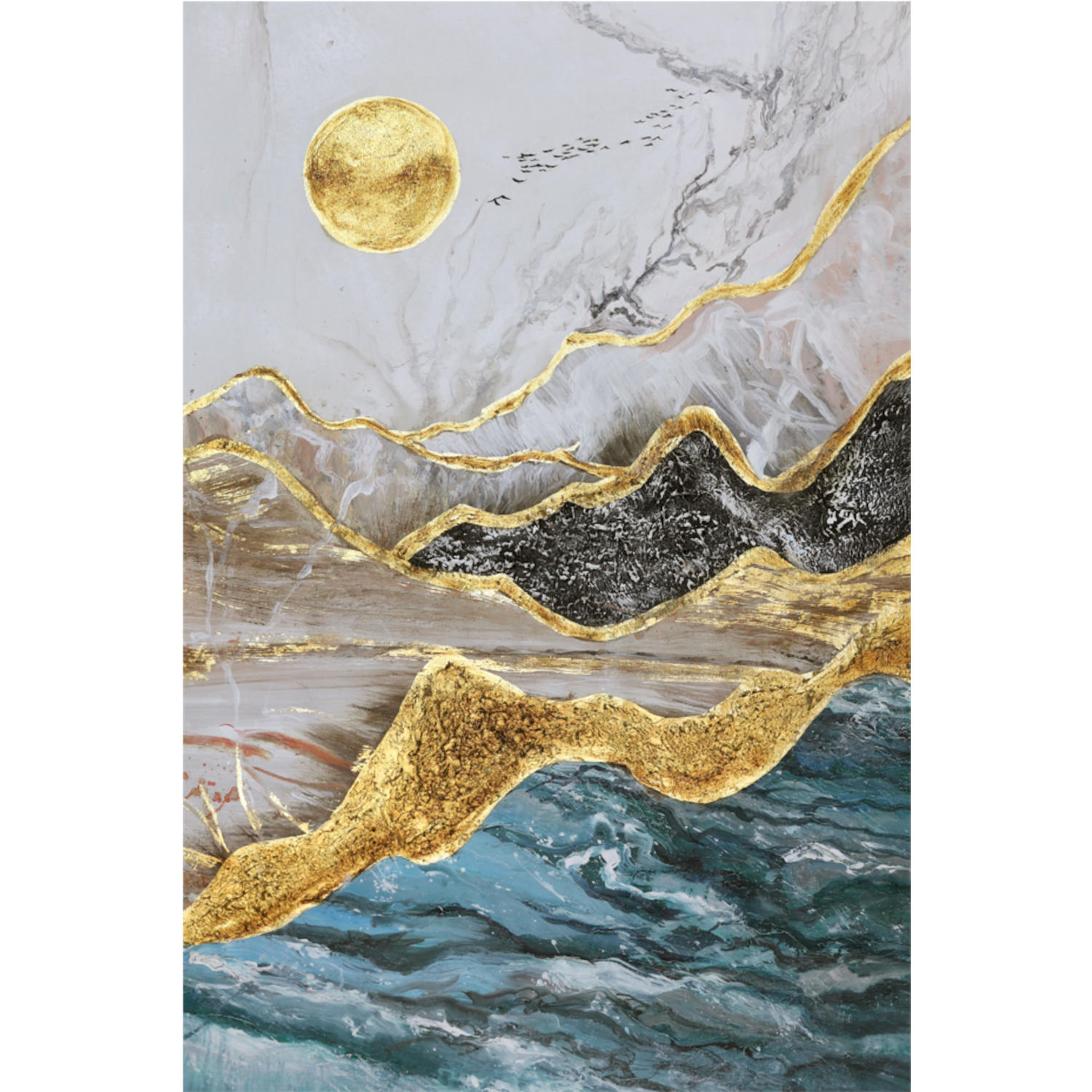 Golden landscape painting